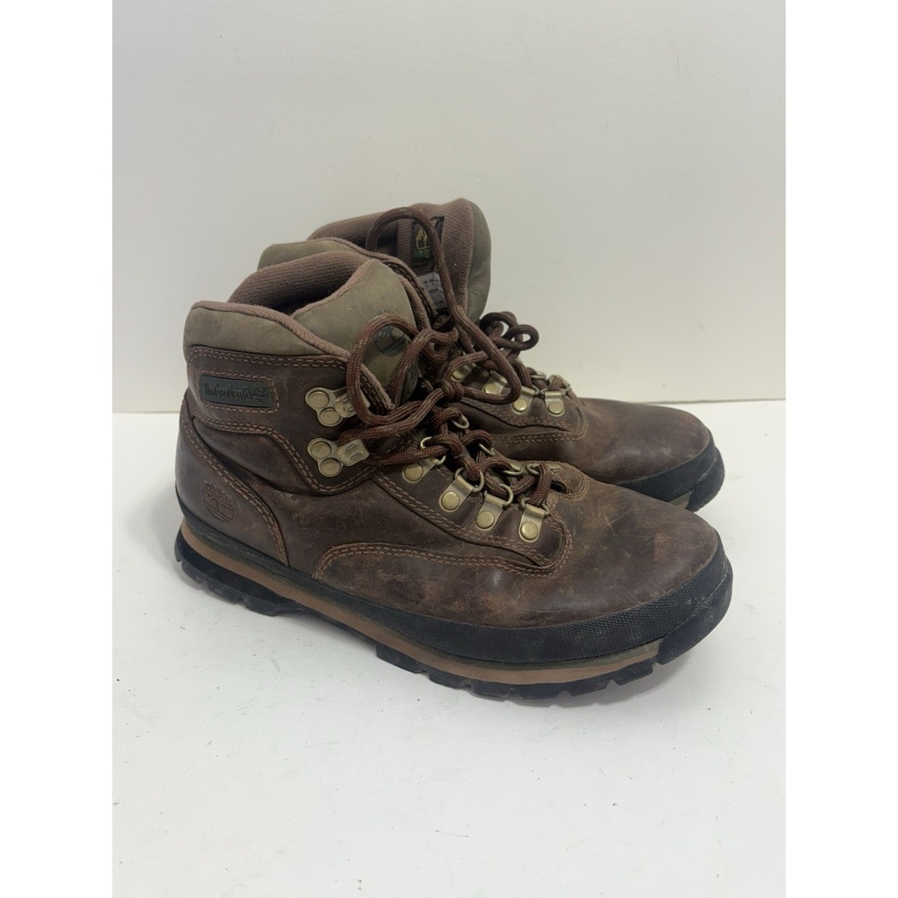 Vintage Timberland Euro Hiker Leather Boots Women's Size 9M Brown Lace Up Hiking - Picture 3 of 6
